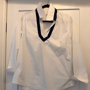 Vineyard Vines White Shirt with Navy Trim